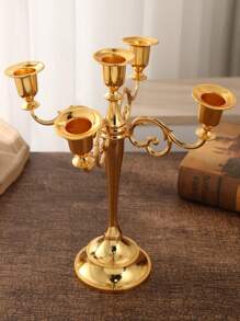 1 Set European Style Metallic Die-Cast Zinc Alloy 5-Head Candle Holder Decor, Luxury Gold Color, Suitable For Restaurants, Hotels, Bars, Living Rooms, Dining Tables, Romantic Atmosphere, Holidays, Weddings, Anniversaries, Corporate Events, Churches