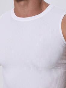 男士无袖T恤上衣，轻盈弹力，速干压缩舒适条纹面料，适合跑步、户外运动、日常休闲、健身训练，透气凉爽的打底衫。男士夏季篮球压缩无袖上衣，高弹透气圆领吊带运动上衣 - 白色 - 查看 8