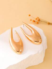 2 件简约圆形耳环，银色和金色几何吊坠耳环，女士时尚配饰 - style 1 - 查看 5