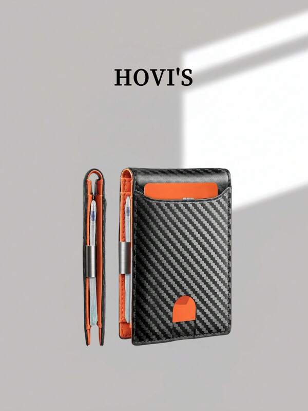 HOVI'S Carbon Fiber Short Wallet Business Minimalist Card Holder RFID Blocking Anti-Theft Two-Fold Money Clip Wallet Mini Bag Small Bag Gifts For Men Christmas Bags