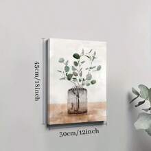 1 Pc Framed Green Forest Plant Leaves Vase Nature Wilderness Modern Wall Art Textured Canvas Poster Painting Wall Decor For Bedroom Living Room, Ready To Hang
