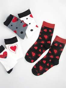 5 Pairs Assorted Color Women's Casual Ankle Socks With Insect Print, Versatile For Daily Wear, Couples, Outdoor, Party, Y2K, School, Soft, Breathable