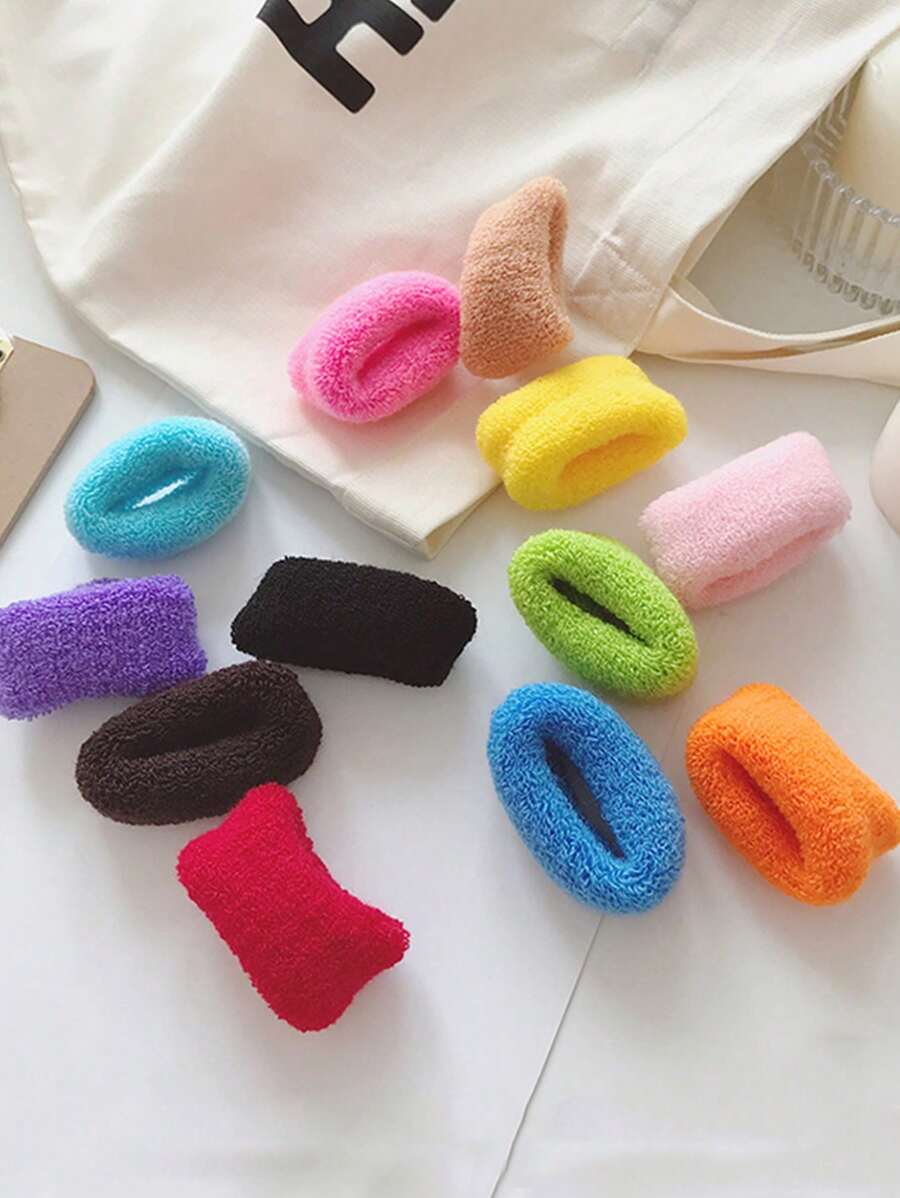 12pcs Retro Style Colorful Nylon Stretchy Towel Fabric Hair Ties, Hair Tie For Women