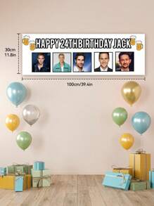 Personalized Name And Age Photo Birthday Party Banner, Custom Decorative Party Supplies, Minimalist Party Decor, Suitable For Celebration Events, Father's Day Decor, Summer Holidays, Multi-Functional, Decorative, Reusable, Exquisite And Fashionable, Colorful, Modern And Stylish, Customizable, Personalized, Unique, Ideal Gift For Him, Ideal Gift For Her - Multicolor - View 12