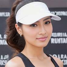 1Pc Women's Summer Visor Cap - Breathable Polyester, Open-Top Design For Running & Outdoor Activities, Available In White, Pink, Black, And More - Multicolor - View 3