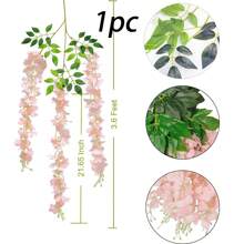 12pcs Artificial Wisteria Flowers 3.6 Feet Artificial Fake Wisteria Vine Hanging Garland Silk Flowers String Garland Artificial Wisteria Vines Rattan Silk Flower String Wedding Party Wall Decorations