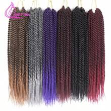 1 Piece Synthetic Crochet Braids Senegalese Twist Ombre Brown Grey Handmade Braiding Hair Extensions For Girls 22roots
