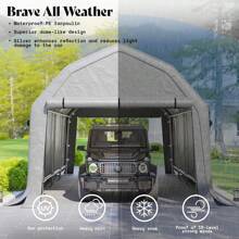 12x24FT Heavy Duty Portable Carport Garage With Waterproof Canopy, Roll-Up Ventilated Windows For Car, Boat, Truck, Party - Silver - Silver - View 4