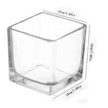 1 pieza Jarrón cuadrado de vidrio, maceta decorativa transparente para hidroponía para flores, suculentas y planta del dinero