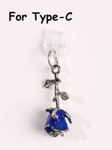 1 pezzo Tappo antipolvere con fiore di rosa 3D multicolore, accessorio pendente in metallo lega di stile retrò romantico di alta moda Y2K, ornamento trasparente in silicone per telefono, auricolare, tablet, Kindle, regalo ideale per San Valentino, per coppie e migliori amici, impermeabile e anti-polvere per porta di ricarica, compatibile con Lightning/Type-C, protegge saldamente la porta di ricarica