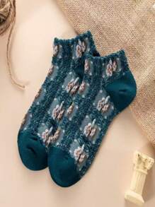 1/2/3/5pairs[Designer Women's Ankle Socks] Patterned Short Socks Multiple Colors | Unique Design | Comfortable & Breathable | Perfect For Daily Wear & Gifts - Multicolor - View 15