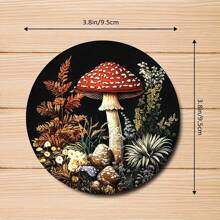6pcs Wood Coasters With Felt Pads, 2D Mushroom Forest Art Design, Suitable For Holding Beverages, Coffee And Tea, Ideal For Home, Bar, Restaurant Decor, Christmas Gift, Table Mats And Tableware Accessories