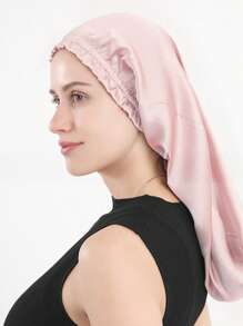 1 件装女士简约透气 100% 桑蚕丝夜间睡眠帽，长管发帽