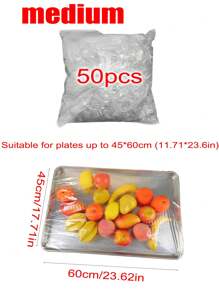 10/50/100 Pcs Large Size Transparent Food Cover Dome: Suitable For A+B Size Trays Less Than 70 Cm/27.6 Inch, Kitchen Storage, Bread Freshness, Food Storage, Kitchen Organizers, Kitchen Accessories, Tools