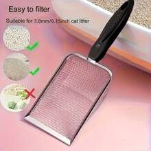 1 Pc Stainless Steel Cat Litter Scoop With Fine Mesh, Rust-Proof Pet Waste Scooper, Suitable For Litter Box, Easy To Use And Clean, With Convenient Handle, Fit For Wooden House And Small Pets