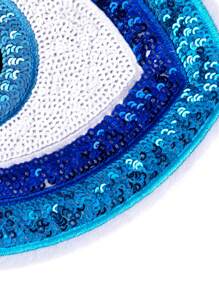 1片蓝色邪眼刺绣涤纶布贴片，可用于DIY服装、配饰、鞋子和帽子装饰，适合夏季和学校场合。 - 彩色 - 查看 5