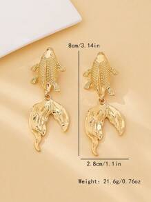 1 Pair Fashionable Bohemian Style Goldfish Earrings - Gold - View 2
