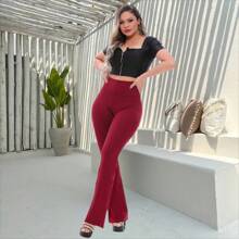 Women Pants - 紅色 - 查看 3