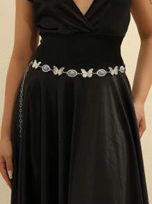 中东新款金属雕花镶嵌腰链女异国风白色百搭裙饰链带沙滩波西米亚锌合金春夏秋冬款 - 古白K - 查看 3