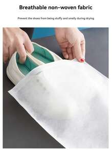 10PCS Non-Woven Shoe Bag Drawstring Storage Bag Tie-Down White Shoes Dust-Proof And Yellow Drying Bag Travel Shoe Cover