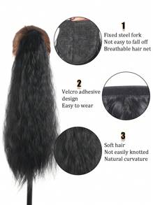 18~30inch Ponytail Extension Long Wavy Curly Ponytail Extension Corn Wave Wrap Around Pony Tail Clip In Natural Soft Synthetic Ponytail Hairpiece For Women Daily Use