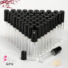 5/56 Stücke nachfüllbare transparente Glasparfümflaschen, mit feinem Zerstäuber in Schwarz, 0.07oz/0.1oz/0.17oz/0.34oz, Kunststoff Zerstäuber, Mini Reise-Utensilien, feuchtigkeitsspendend