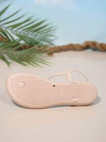 休闲时尚圆头环趾平底罗马风格凉鞋