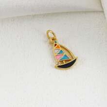 1pc Copper Micro-Inlaid Zirconia Simple Fashionable Mini Colorful Drop Oil Heart Palm Dragonfly Pendant, Versatile Jewelry Accessory For DIY Bracelet Necklace Earrings