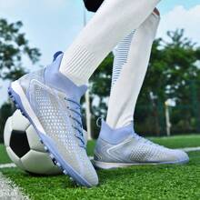 Quanquan Football Shoes For Men & Women, TF Soccer Cleats With Studs For Students & Adults, Suitable For Synthetic Turf, Natural Grass, AG Long Studs, Non-Slip, Leather Professional High-Top Football Shoes For Youth World Cup, Factory Direct Supply