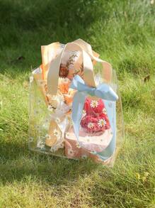 1/5/10pcs Thickened Transparent Pvc Gift Bag,Handbag,Women Tote Bag,Daisy Flower Printed Gift Packaging Bag,Wedding Gift Handbag,Shopping Bag, Gift Packaging Bag, Party Holiday Decor, Daily Storage Bag,Suitable For Shopping, Wedding, Birthday Party, Souvenir, Etc(2 Sizes Available)