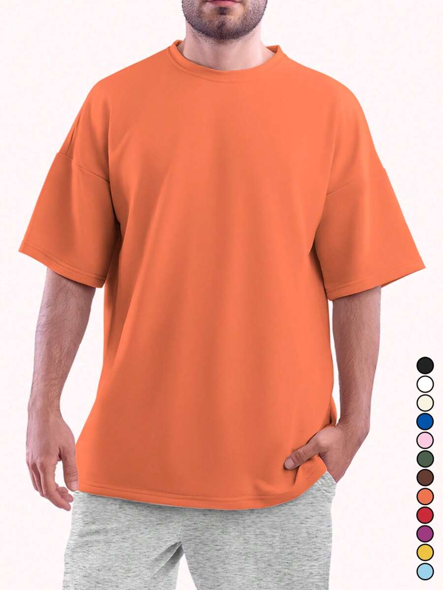 Plain Basic T-Shirt In Various Colors From P To G3 100% Cotton Unisex Yarn 30.01 Shoulder To Shoulder Reinforcement And Reinforced Stitching - Orange - View 1