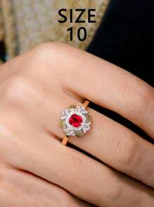 1 件 S925 纯银时尚复古皇家红色女士戒指，适合日常佩戴、节日、派对、珠宝礼物 - 宮廷風女士戒指 - 查看 10