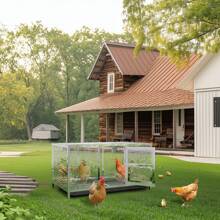 BingoPaw Stainless Steel Chicken Coop For Outdoor Use: Robust Stainless Steel Chicken Coop, Poultry Cage With Feeding Door With UV Protection And Thicker Dense Mesh For Indoor And Outdoor Ducks, For Rabbit Cages