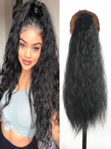 18~30inch Ponytail Extension Long Wavy Curly Ponytail Extension Corn Wave Wrap Around Pony Tail Clip In Natural Soft Synthetic Ponytail Hairpiece For Women Daily Use