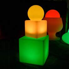 USB Rechargeable Decorative Table Lamp, Creative 16-Color Novelty PE Stool Lamp, Square/Round Atmosphere Bar Counter Lamp, Waterproof Swimming Pool Decoration Light - Round - View 11