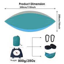 2 Person Camping Hammock, 3 Meters Long X 2m Wide (300*200cm), Includes 2 X 2.5m Tree Straps, 2 Heavy Duty Stainless Steel Carabiners, And 1 Storage Bag, 8 Loops Per Tree Strap, Portable Hammock Made Of 210T Parachute Fabric. Double Hammock, Easy To Install, Suitable For Camping, Beach, Hiking, Outdoor