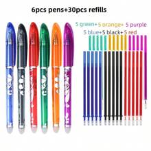 48pcs/Set Erasable Gel Pens With 8 Colors, Refillable, With Pocket Clip, Suitable For School And Office Supplies, Perfect Back To School Gift
