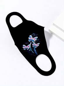 1 szt. personalizowana kolorowa maska na twarz z nadrukiem motyli i kwiatów, lekka, oddychająca, chroniąca przed słońcem, odpowiednia na festiwale, imprezy, na zewnątrz, do noszenia na co dzień