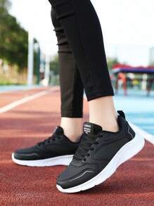 1 Paar Damen Mode Wasserdichte schwarze Ledersportschuhe, leichte lässige Laufschuhe für Sommerkollektion 2025, atmungsaktive rutschfeste Outdoor-Reiseschuhe