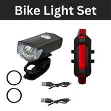 NetHong 2PCS Bike LED Rechargeable Front And Back Light Set Bicycle USB Waterproof Headlight - Black - View 3