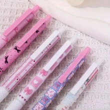 Set de 6 bolígrafos con forma de lazo de ballet, incluyen un bolígrafo ST de secado rápido y neutro, un bolígrafo con forma de corazón color rosa, y un bolígrafo de dibujos animados con recambio negro - Multicolor - Ver 5