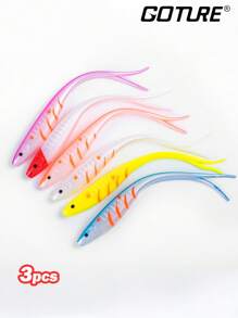 GOTURE Goture 3pcs Large Cuttail Fish, Forktail Fish Soft Lure, High Elastic TPR Material, Flexible, Durable, Realistic Swimming Action, For Saltwater Fishing