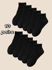 1/5/10 Pairs Classic Black & White Women Short Socks, Plus Size Breathable Casual Sock For Ladies, Spring/Summer/Autumn, Sports Style, Unisex Mid-Calf Socks, Versatile, College Style - Multicolor - View 13