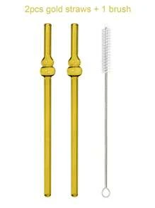 2 ống hút thủy tinh kèm 1 chổi cọ ống hút, ống hút tái sử dụng 8mm, ống hút hình quả bầu, ống hút quà tặng cho bạn bè và gia đình, hạnh phúc và giàu có - Hình quả bầu - Xem 20