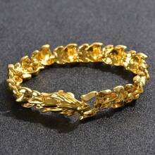 Set de 2 piezas de joyería deslumbrante, pulsera de acero inoxidable con diseño de dragón en oro y plata, joyería elegante y exquisita de moda para damas y caballeros