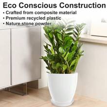 12" Round Planter Flower Pot Indoor Outdoor Plant Pot W/ Drainage Holes & Saucer