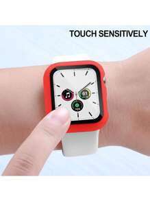 3 PiecesPC + Tempered Glass Full Frame Protective Case, Shockproof Stylish Case Compatible With Apple Watch 38/40/41/42/44/45/46/49mm, Compatible With Apple Watch Ultra/SE Series 11/10/9/8/7/6/5/4/3/2/1, Smart Watch Accessory, Black+White+Red - White+Red+Black - View 7