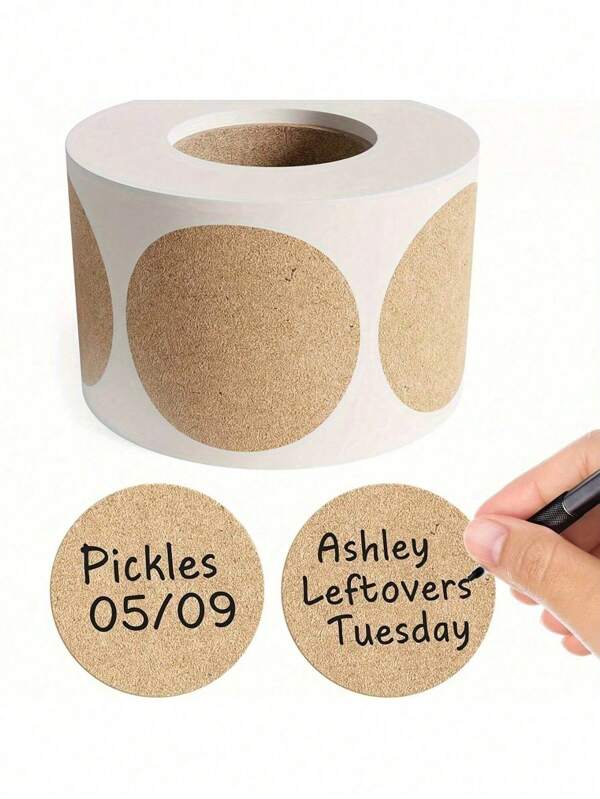 500/1000pcs Blank Round Kraft Paper Labels, Customizable Stickers For Product Labeling
