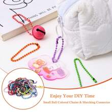 20/50 Pcs Ball Bead Chain Metal Keychain 2.4mm Beads Chains, Bulk Dog Tag Necklace Chains With Connectors For DIY Necklace Jewelry Making Hanging Ornament Craft (Vibrant Color)
