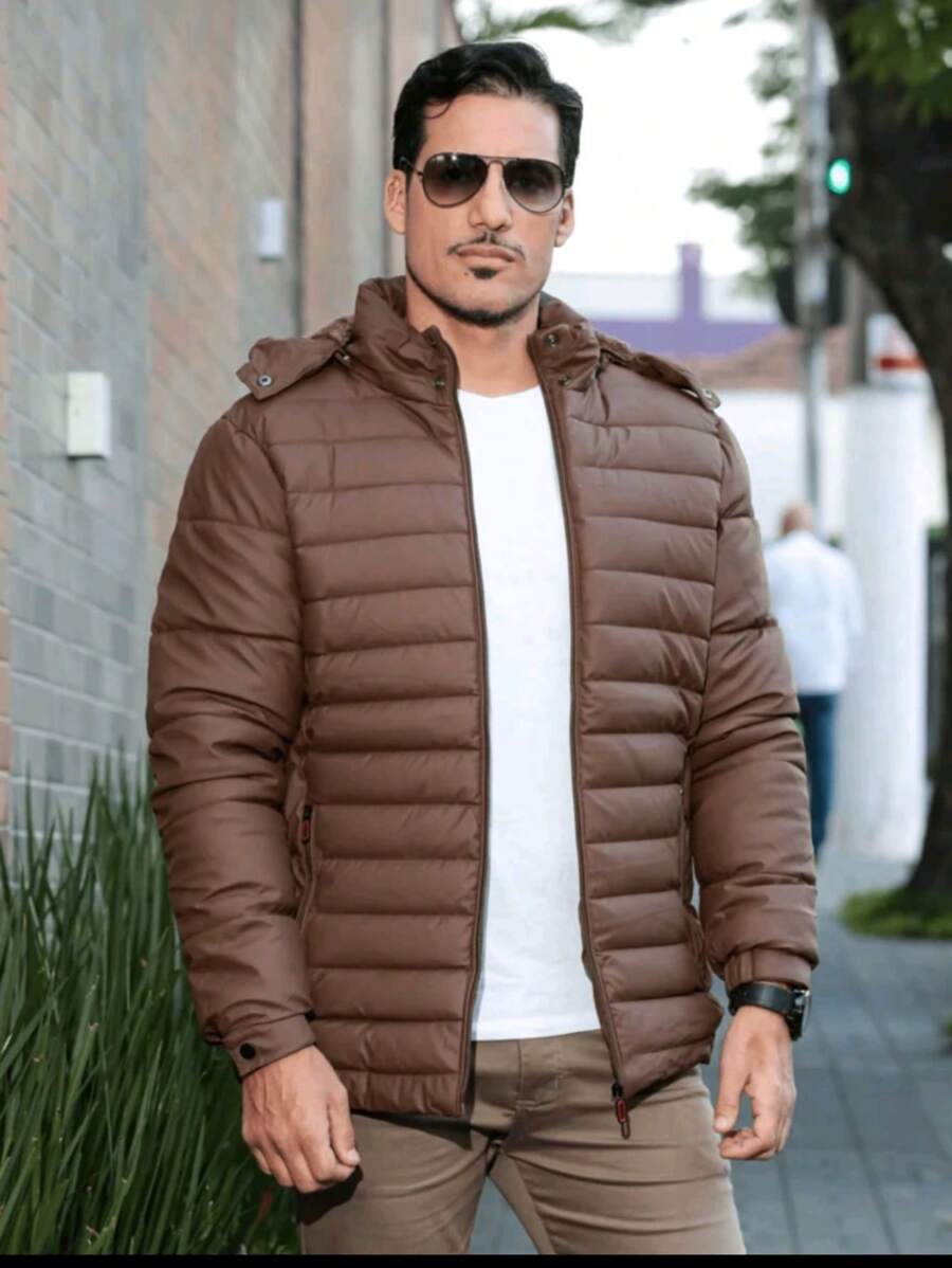MEN'S JACKET COAT IN RESIN LEATHER, SUPER STYLISH, COMFORTABLE, PLUSH, PREMIUM PIECE - Camel - View 1